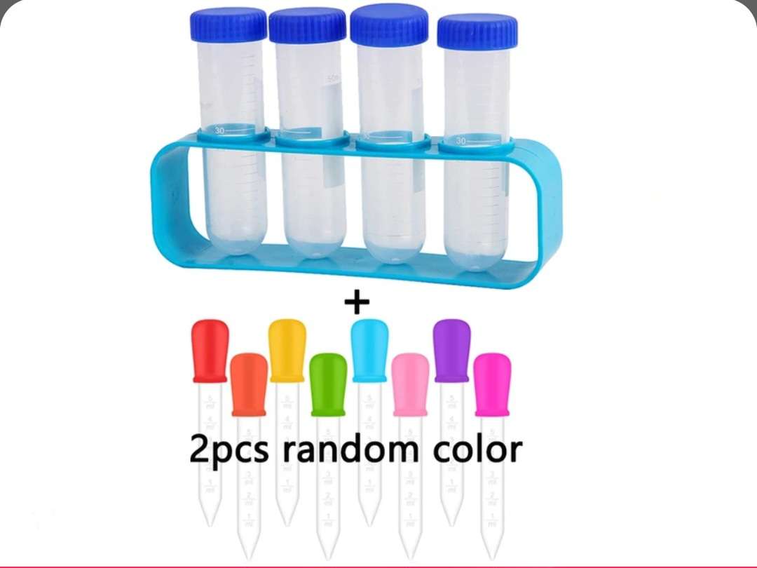 Lielās mēģenes statīvā un 2 pipetes - komplekts